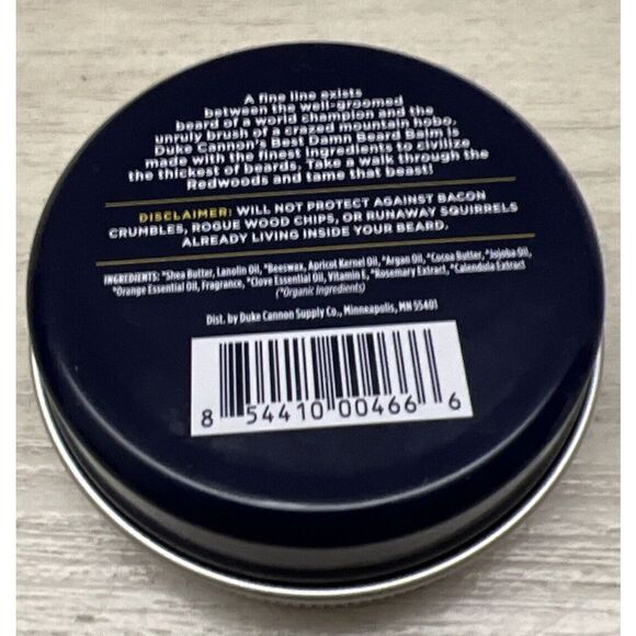 Duke Cannon- Best Damn Beard Balm-1.6 Oz Can - Redwood Scent- Made In USA - Picture 3 of 3